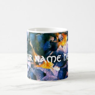 De Café Caneca Personalizada com padrão floral Sonho Azul,