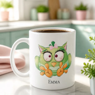 De Café Caneca Personalizada Coruja Colorida Divertida