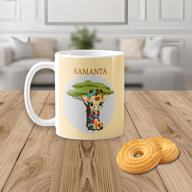 De Café Caneca Personalizada da Girafa na Savana (Criador carregado)