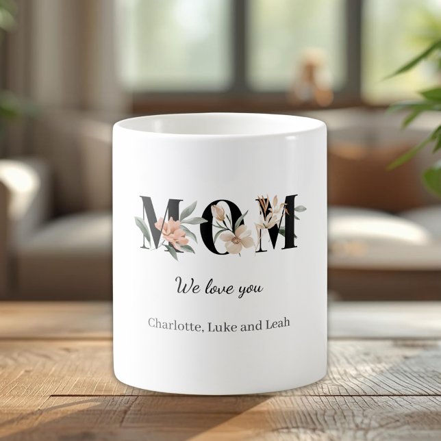 De Café Caneca Personalizada da Mamãe com Flores Elegantes (Criador carregado)