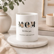 Caneca Personalizada da Mamãe com Flores Elegantes