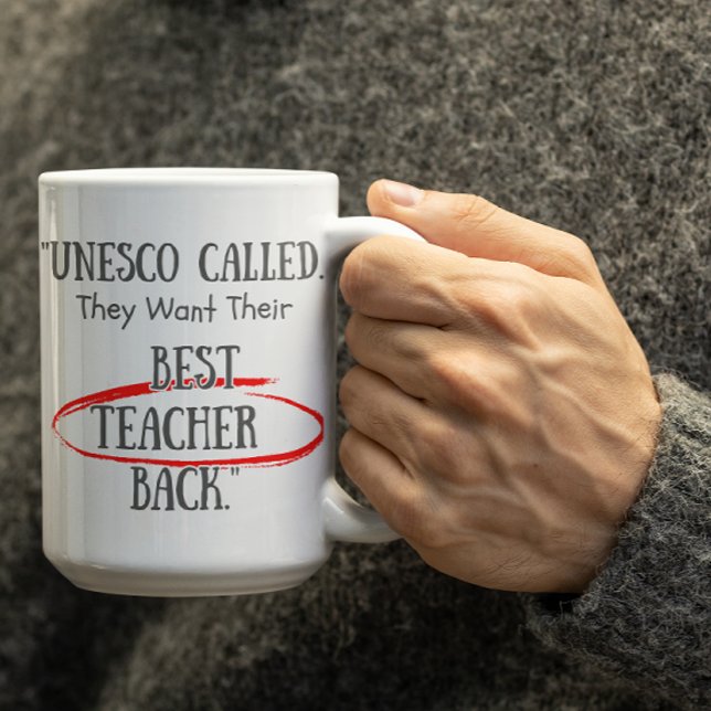 De Café Caneca personalizada da UNESCO pedindo seus melhor (Criador carregado)