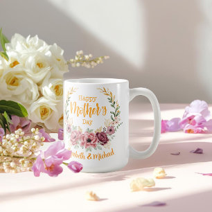 De Café Caneca Personalizada Dia das Mães Floral Elegante