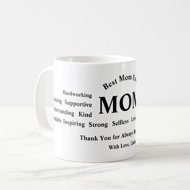 De Café Caneca Personalizada do Dia das Mães (Frente Esquerda)