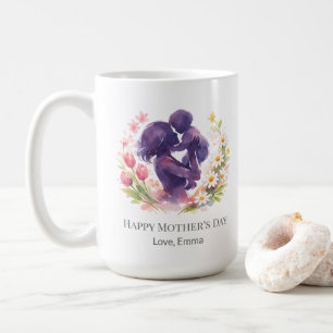 De Café Caneca personalizada do Dia das Mães com flores pa