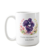 Caneca personalizada do Dia das Mães com flores pa