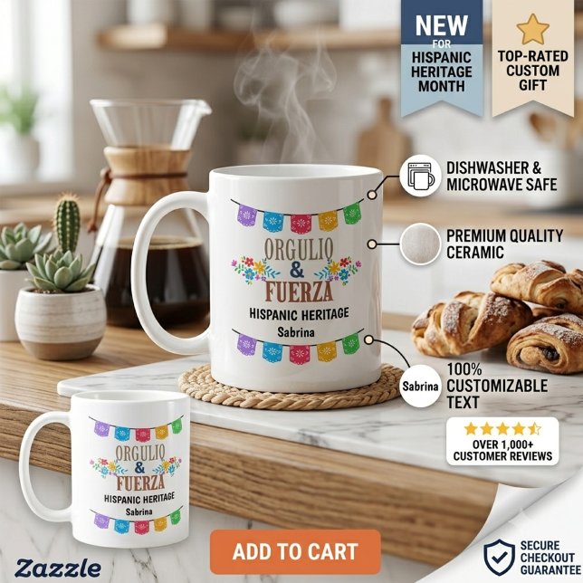 De Café Caneca Personalizada do Mês da Herança Hispânica | (Criador carregado)