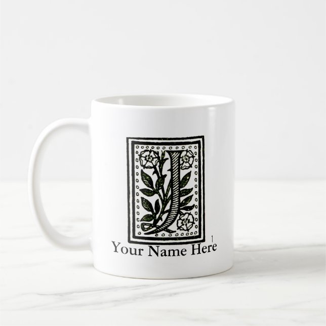 De Café Caneca personalizada do monograma da letra J (Esquerda)