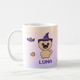 De Café Caneca personalizada do Pug para o Halloween