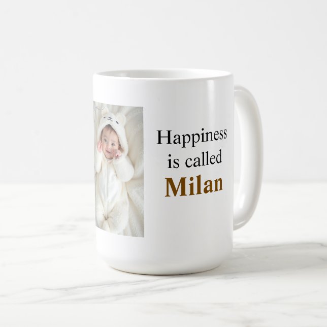 De Café Caneca Personalizada Felicidade Chama-se  Foto  (Frente Esquerda)