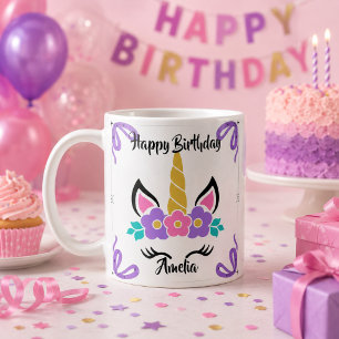 De Café Caneca Personalizada Feliz Aniversário Unicórnio
