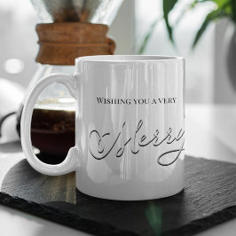 De Café Caneca Personalizada Feliz Natal Silver Script Nom