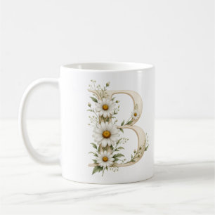 De Café Caneca Personalizada Floral Letra B Margarida