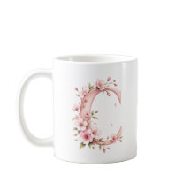 Caneca Personalizada Floral Letra C Cerejeira