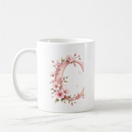 De Café Caneca Personalizada Floral Letra C Cerejeira