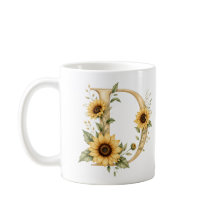 Caneca Personalizada Floral Letra D
