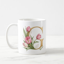 De Café Caneca Personalizada Floral Letra G Tulipa