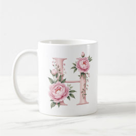 De Café Caneca Personalizada Floral Letra H Peônia