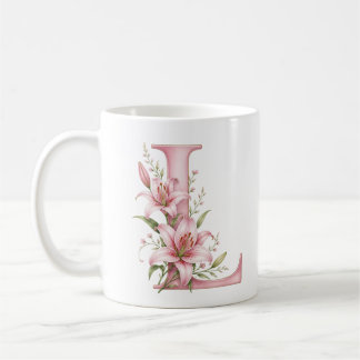 De Café Caneca Personalizada Floral Letra L Lírio Flor