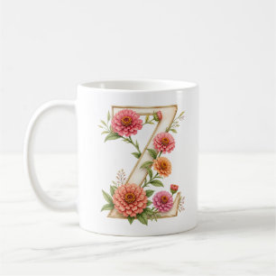 De Café Caneca Personalizada Floral Letra Z Zinnia
