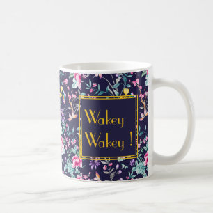 De Café Caneca personalizada flores do ouro do marinho do