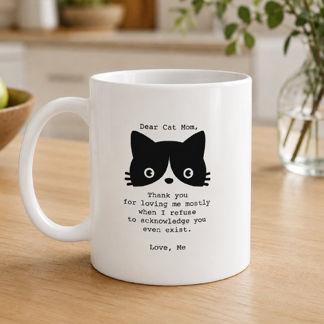 De Café Caneca Personalizada Gata Mãe Querida Preta e Bran (Criador carregado)
