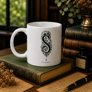 De Café Caneca Personalizada Linoleogravura Letra S Botâni