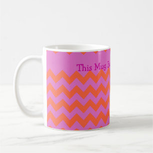 De Café Caneca Personalizada, Magenta e Chevrons Laranja
