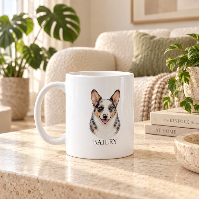 De Café Caneca Personalizada Merle Corgi (Criador carregado)