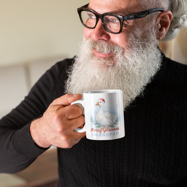 De Café Caneca Personalizada Merry Goosemas (Celebrate the holiday with this cute, "Merry Goosemas" personalized mug! )