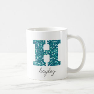 De Café Caneca Personalizada Monograma H em Brilho Turques