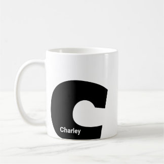 De Café Caneca personalizada monograma letra inicial moder