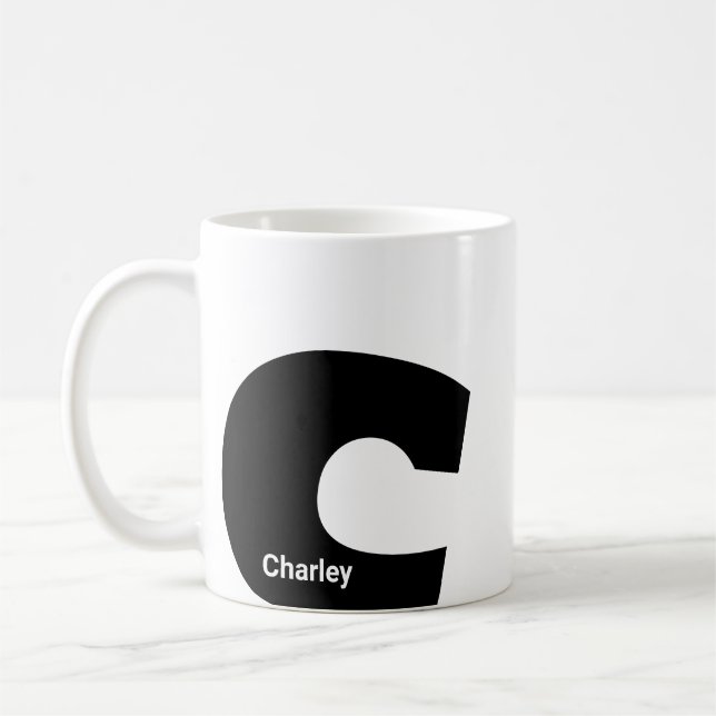 De Café Caneca personalizada monograma letra inicial moder (Esquerda)