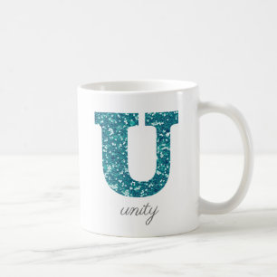 De Café Caneca Personalizada Monograma U em Brilho Turques