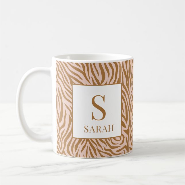 De Café Caneca Personalizada Nome Inicial Zebra Neutra (Esquerda)