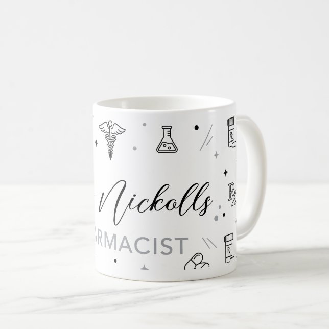 De Café Caneca Personalizada para Farmacêutico | Escrita à (Frente Esquerda)