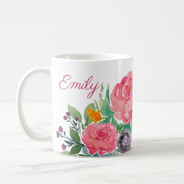De Café Caneca personalizada peônias (Esquerda)