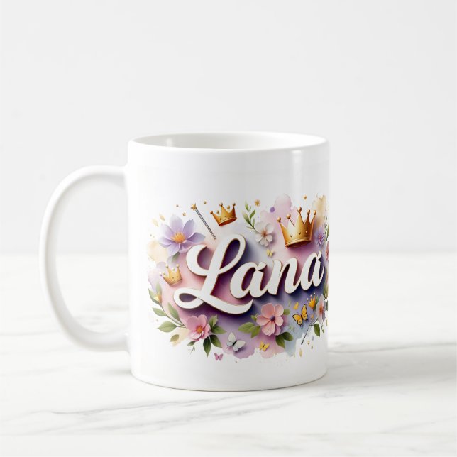 De Café Caneca Personalizada Princesa Floral – Nome Person (Esquerda)