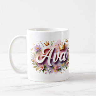 De Café Caneca Personalizada Princesa Floral – Nome Person