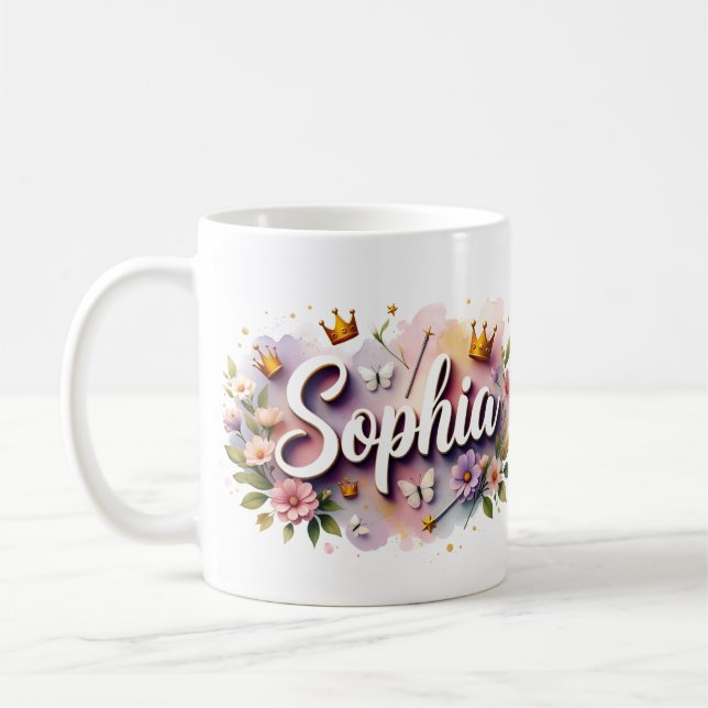 De Café Caneca Personalizada Princesa Floral – Sophia (Esquerda)