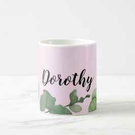 De Café Caneca Personalizada Rosa, Romântica Whimsical