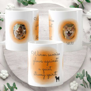 De Café Caneca Personalizada Shiba Inu em Aquarela Laranja
