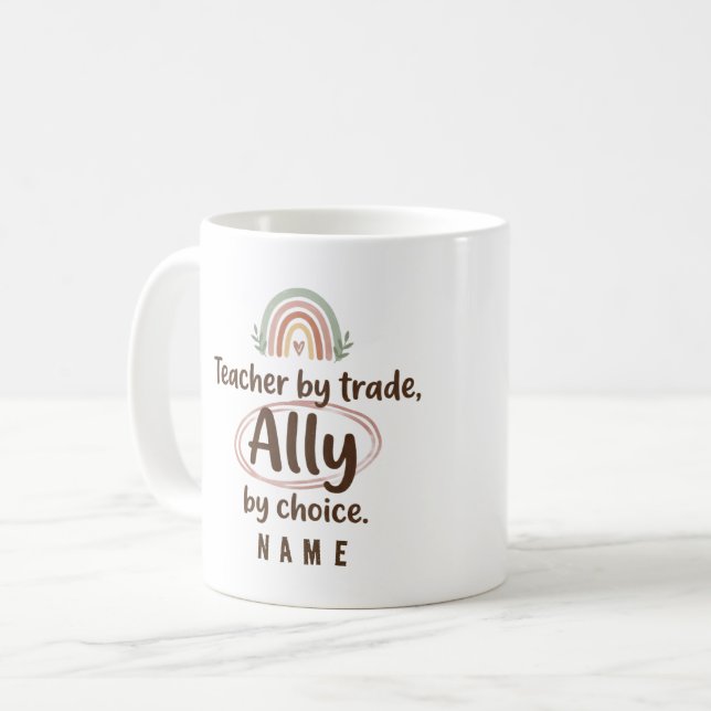 De Café Caneca personalizada Teacher Ally - Ed solidário (Frente Esquerda)
