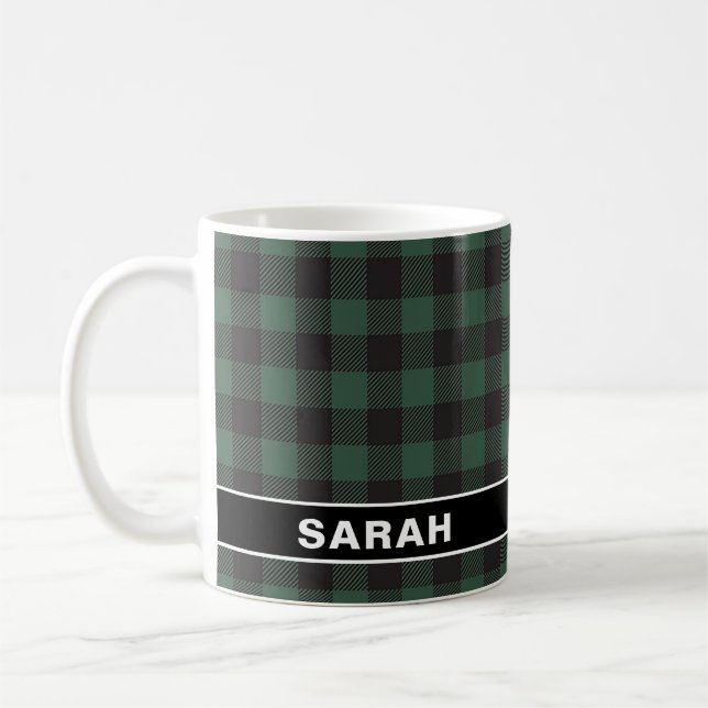 De Café Caneca Personalizada Xadrez Verde e Preto Búfalo R (Esquerda)