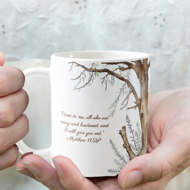 De Café Caneca Personalizável com Versículo Bíblico da Árv (Criador carregado)