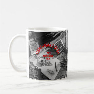 De Café Caneca personalizável Preto e Branco Deck do Pesca