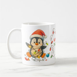 De Café Caneca Pinguim Engraçado Preso em Luzes