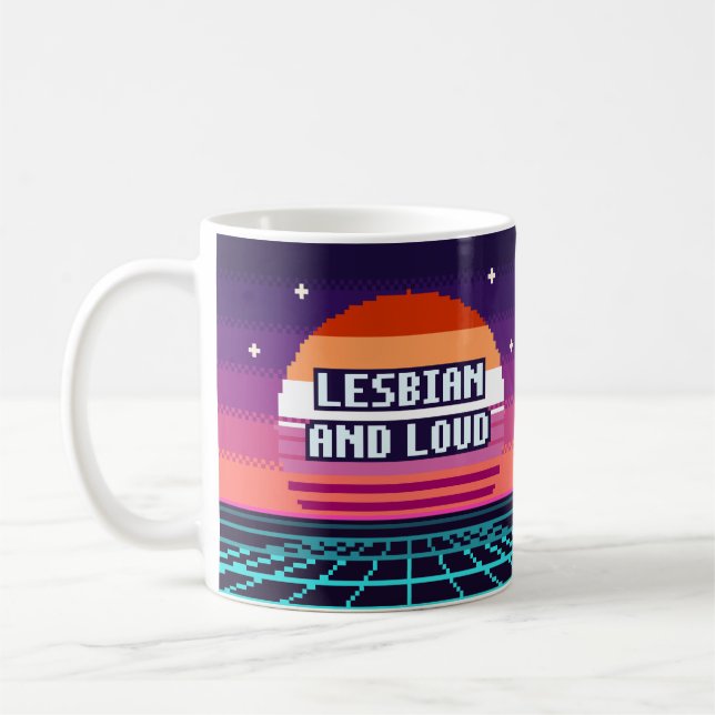 De Café Caneca Pixel Orgulho Lésbica e Alta (Esquerda)