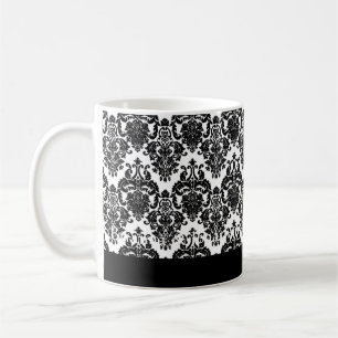 De Café Caneca PRETA & BRANCA elegante do damasco do