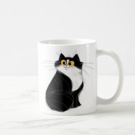 De Café Caneca preta e amarela do gato dos olhos